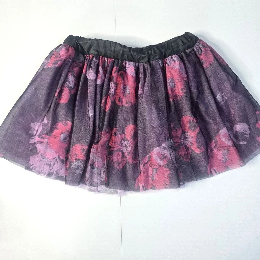 Gymboree Tutu‎ Skirt Girls 12 Purple Floral Whimsigoth Balletcore Layered Tulle